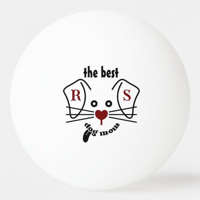 Fun Best Dog Mama Custom Monogram Tischtennisball (Vorderseite)