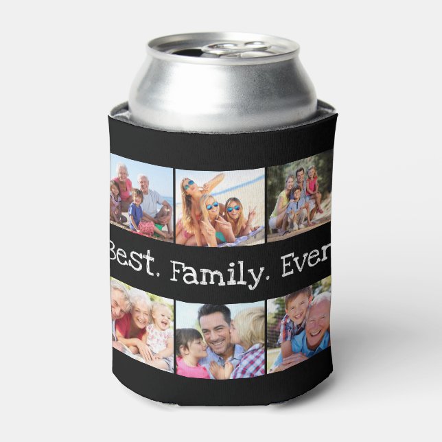 Fun Best Family Foto Collage Personalisiert Black  Dosenkühler (Kanne Vorderseite)