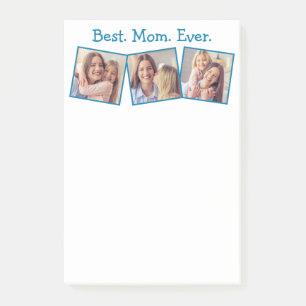 Fun Beste Mama je 4 Foto Collage Blue Notepad Post-it Klebezettel