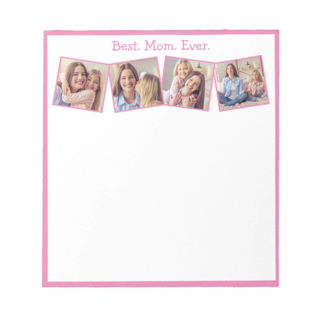 Fun Beste Mama je 4 Fotomaterial Pink Notepad Notizblock (Vorderseite)