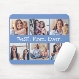 Fun Beste Mama je 6 FotoCollage in blau weiß Mousepad