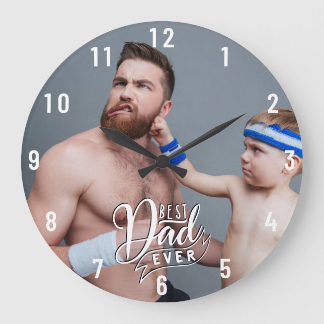 Fun Bester Vater je Foto Große Uhr (Vorderseite)