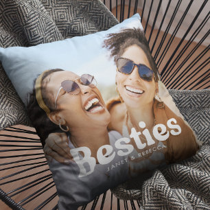 Fun Bestie Typografie Custom Foto Pillow Kissen