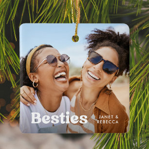 Fun Besties Foto & Name/s Keepake-Geschenk Keramikornament