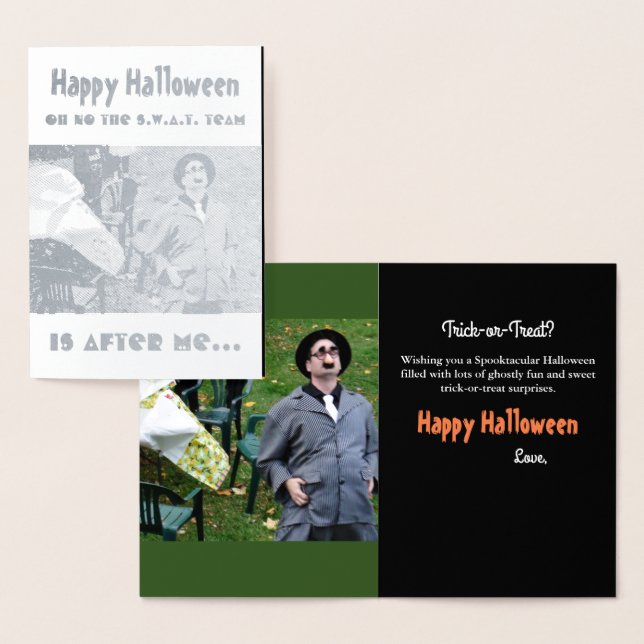 Fun Big Bly Gangster Halloween Silver Foil Card Folienkarte (Anzeige)