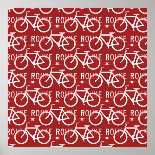 Fun Bike Route Fixie Radrennmuster Rot Poster (Vorne)