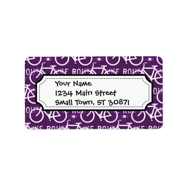 Fun Bike Route Fixie Radtour Muster Adressaufkleber (Vorne)