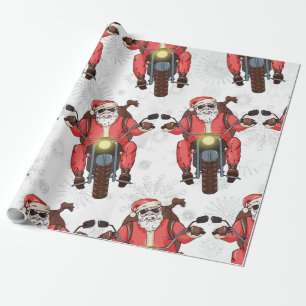 Fun Biker Santa Snowflake Geschenkpapier