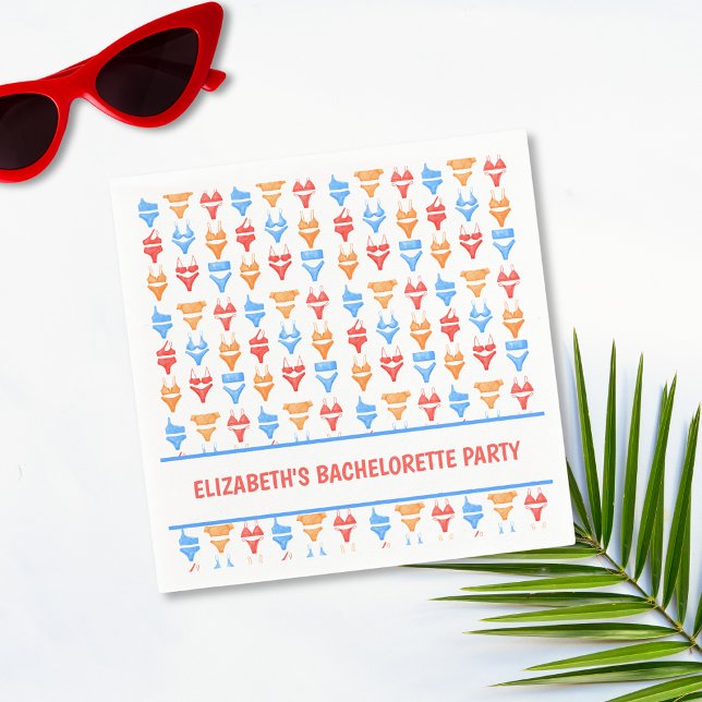 Fun Bikini Pool Party Personalisiert Bachelorette Serviette (Von Creator hochgeladen)