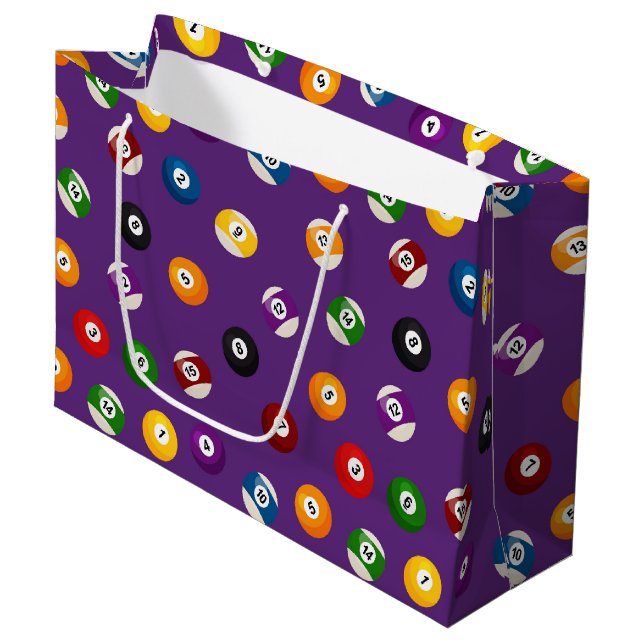 Fun Billiard Sportart gekachelt Party Tasche Große Geschenktüte (Vorderseite Schrägansicht)