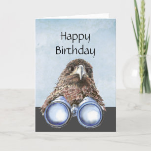 Fun Bird Watcher Birthday Pun Hawk Binoculars  Feiertagskarte
