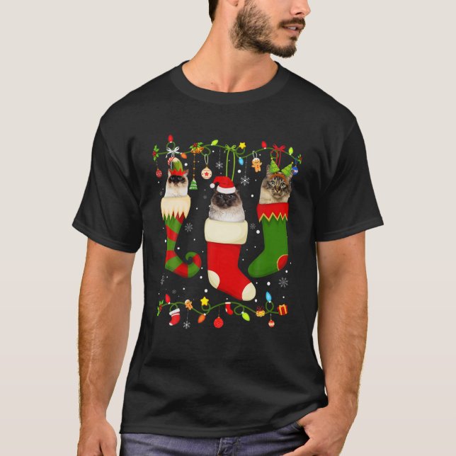 Fun Birman Strumpf Weihnachtssocken Weihnachten We T-Shirt (Vorderseite)