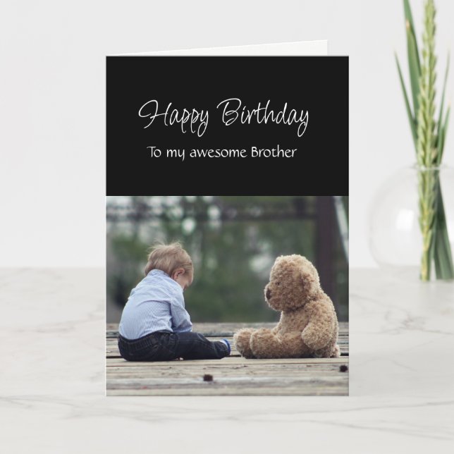 Fun Birthday Awesome Brother Cute Teddy Bear Karte (Vorderseite)