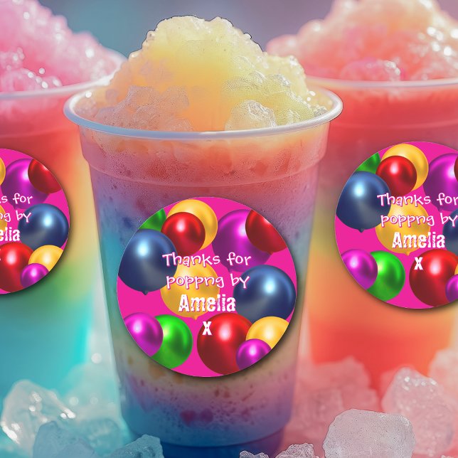 Fun Birthday Balloons Personalisiert Gefallen Runder Aufkleber (Von Creator hochgeladen)