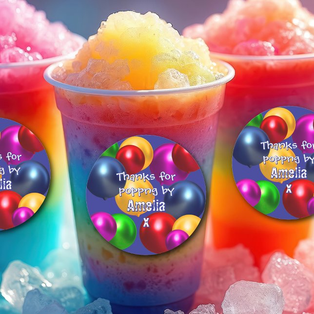 Fun Birthday Balloons Personalisiert Gefallen Runder Aufkleber (Von Creator hochgeladen)