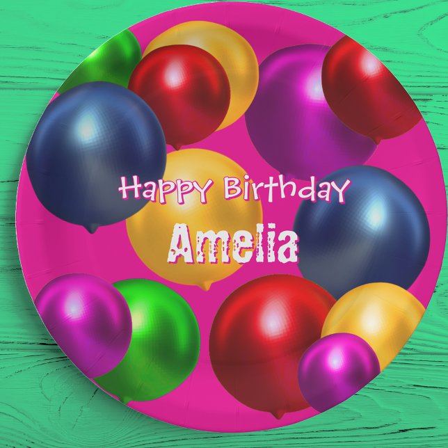 Fun Birthday Balloons Personalisiert Pappteller (Von Creator hochgeladen)