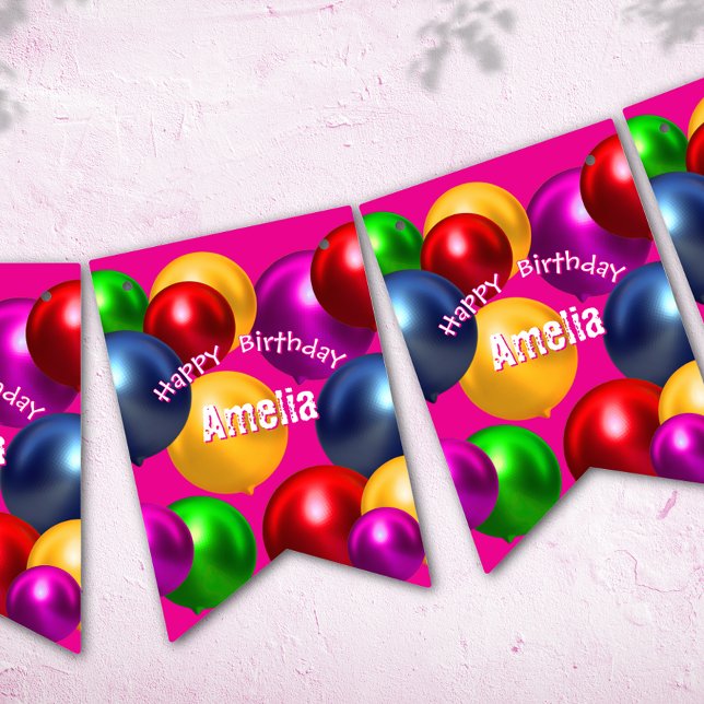 Fun Birthday Balloons Personalisiert Wimpelkette (Von Creator hochgeladen)