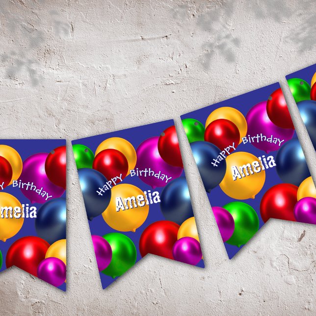 Fun Birthday Balloons Personalisiert Wimpelkette (Von Creator hochgeladen)