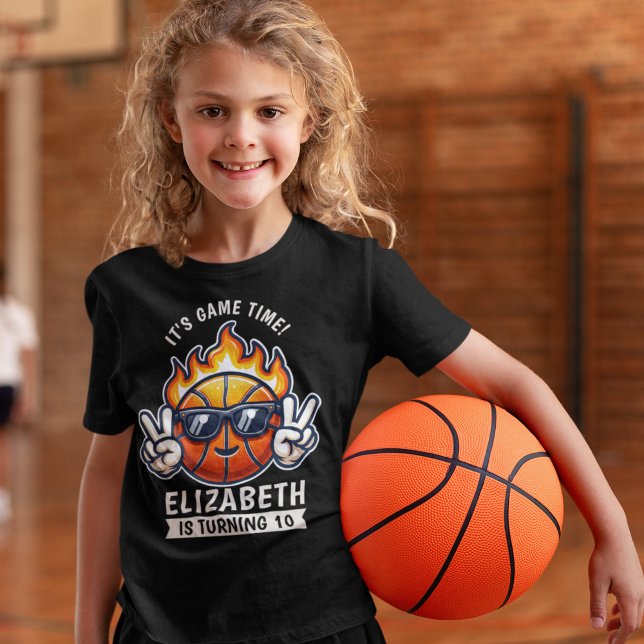 Fun Birthday Boy with Basketball Theme T-Shirt (Von Creator hochgeladen)