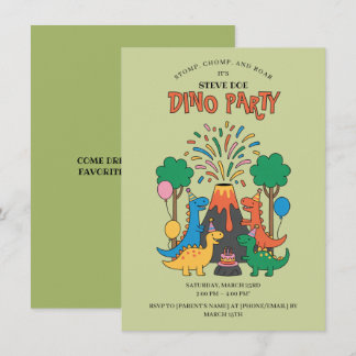 Fun Birthday Dino Party Dinosaur Invitation Einladung