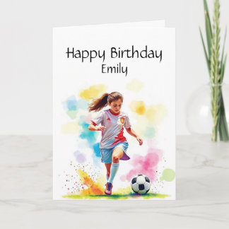 Fun Birthday Individuelle Name Girls Soccer Player Karte