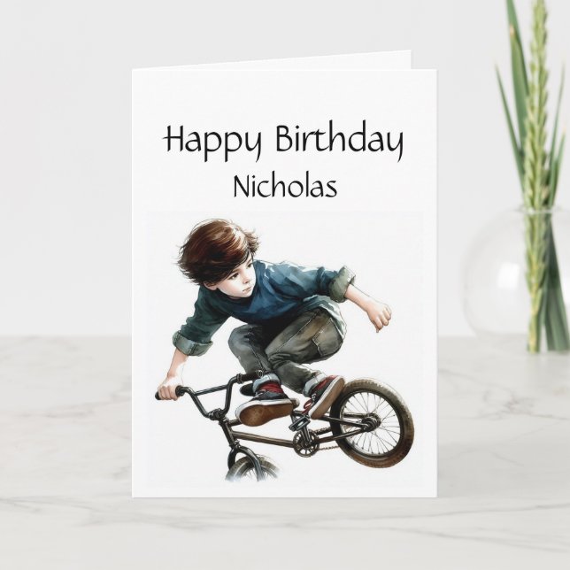 Fun Birthday Individuelle Name Wettkampf Biking Karte (Vorderseite)