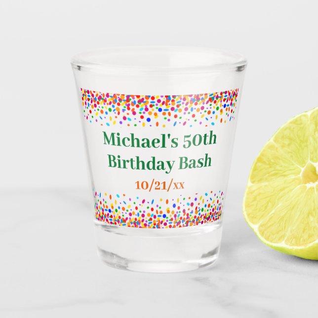 Fun Birthday Party Gefallen Colorful Confetti Schnapsglas (Vorderseite)