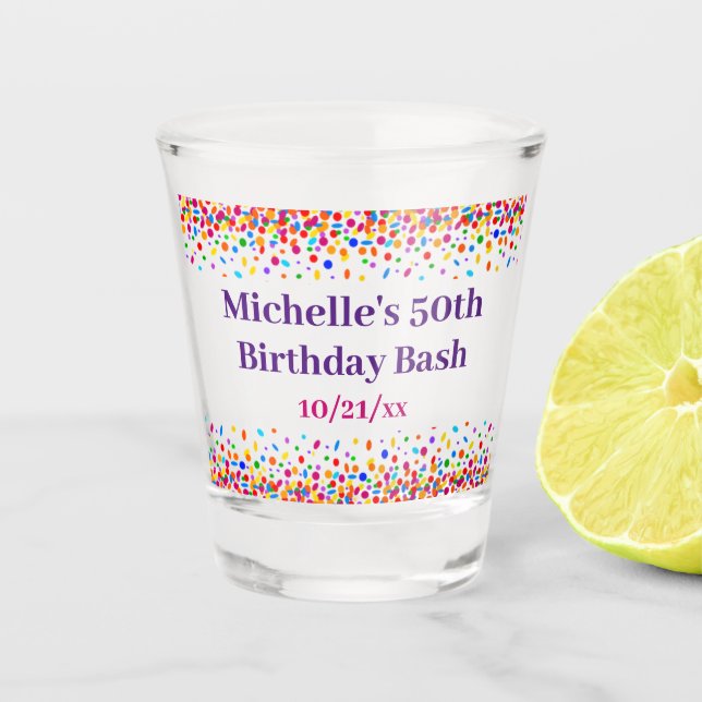 Fun Birthday Party Gefallen Colorful Confetti Schnapsglas (Vorderseite)