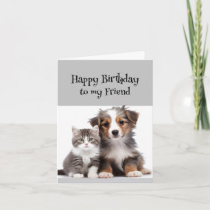 Fun Birthday Wonderful Friend Niedlich Cat Dog Karte