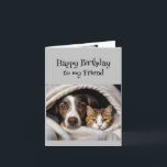 Fun Birthday Wonderful Friend Niedlich Cat Dog Karte<br><div class="desc">Spaß Geburtstag Wunderbarer Freund Niedliche Katze und Hund verstecken sich aus der Welt</div>