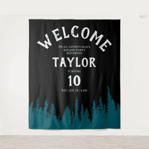 Fun Black Adventure Zipline Outdoor Forest Party Wandteppich