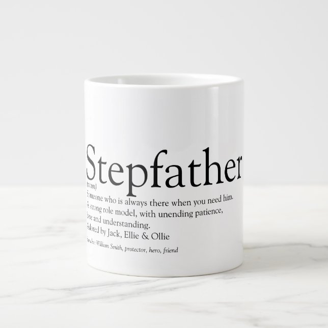 Fun Black and White Best Ever Stepfather Stepdad Jumbo-Tasse (Vorderseite)