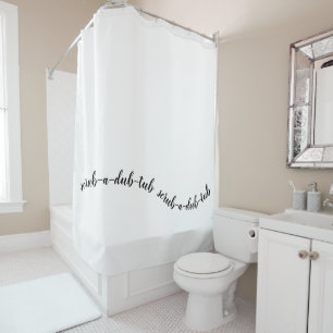 Fun Black and White Elegante "Scrub-a-Dub-Tub" Duschvorhang