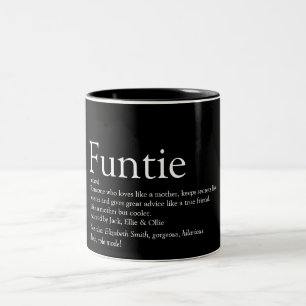 Fun Black and White Funtie Tante Definition Zweifarbige Tasse