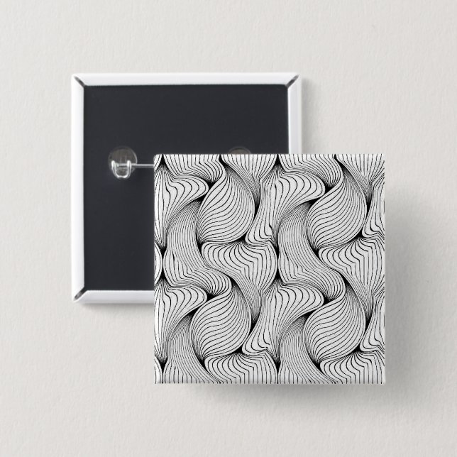Fun Black and White Interwoven Lines Button (Vorne & Hinten)