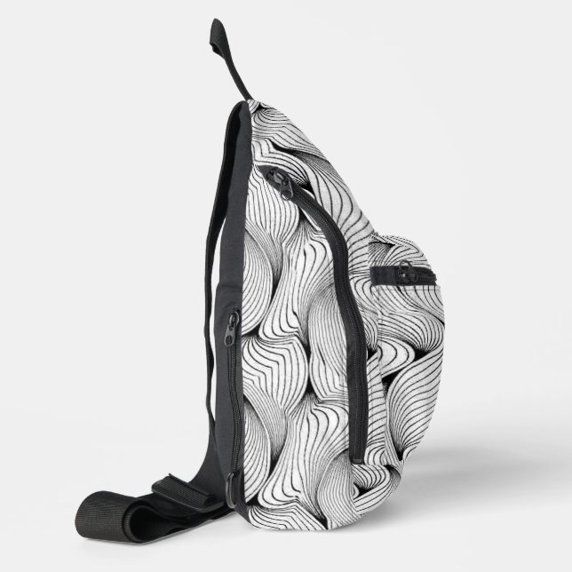 Fun Black and White Interwoven Lines Crossbody Bag (Linke Seite)