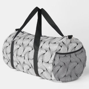 Fun Black and White Interwoven Lines Duffle Bag