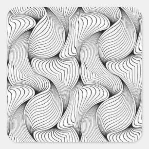 Fun Black and White Interwoven Lines Quadratischer Aufkleber