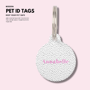 Fun Black and White Polka Dot Pet Tag Haustiermarke
