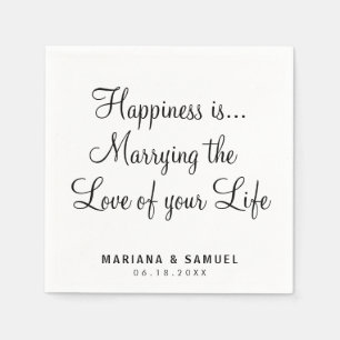 Fun Black and White Quote Liebe Hochzeit Serviette