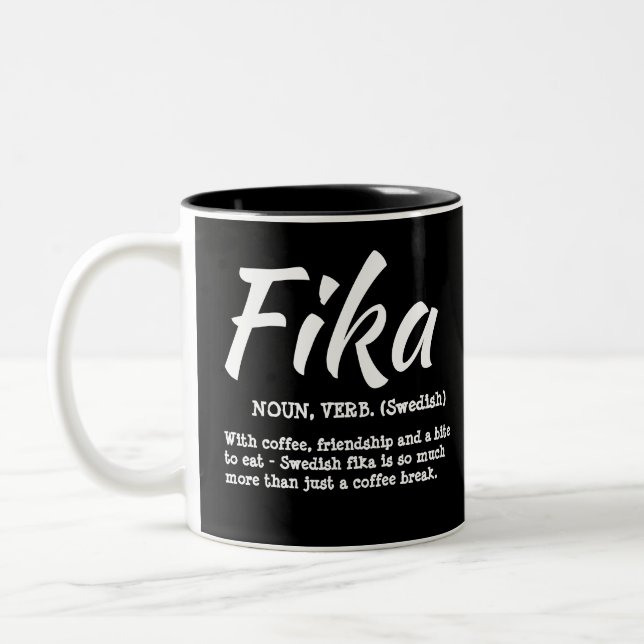 Fun Black and White Swedish Fika Definition Zweifarbige Tasse (Links)