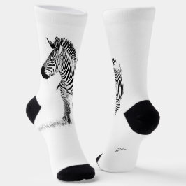 Fun Black and White Zebra Modernes Minimalistisch Socken