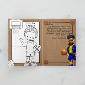 Fun Black Boy Basketball Farbing Page Geburtstag Karte
