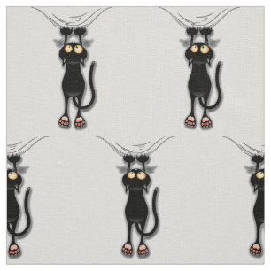 Fun Black Cat Abfall Linen Fabric Stoff