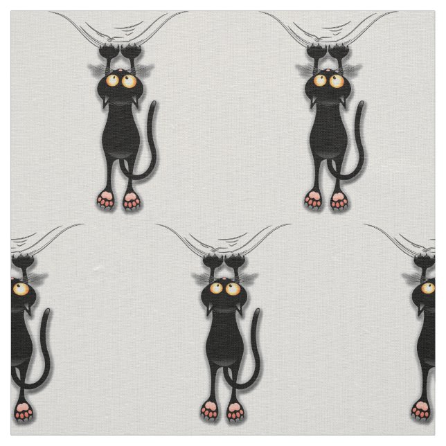 Fun Black Cat Abfall Linen Fabric Stoff (Muster)