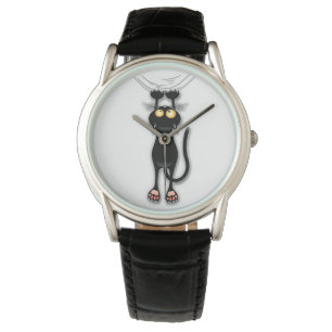 Fun Black Cat Falldown Watch Armbanduhr