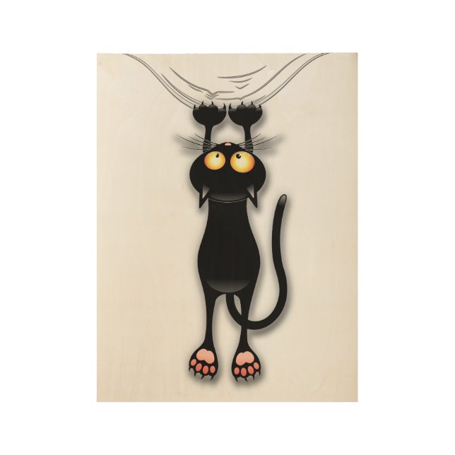 Fun Black Cat Falldown Wood Poster (Vorderseite)