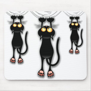 Fun Black Cat Fallend Mousepad