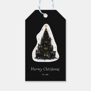 Fun Black Cat Meowy Weihnachtsbaum Geschenkanhänger
