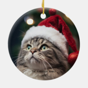 Fun Black Cat Meowy Weihnachtsbaum Keramik Ornament